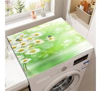 Highdi Washer and Dryer Top Protector, Daisy Print Washer and Dryer Top Mat Absorbent Quick Dry, Non-Slip Rubber Proof Washing Machine Mat for Laundry Room Home Kitchen (Green 6,30x40cm)