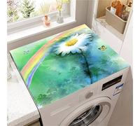 Highdi Washer and Dryer Top Protector, Daisy Print Washer and Dryer Top Mat Absorbent Quick Dry, Non-Slip Rubber Proof Washing Machine Mat for Laundry Room Home Kitchen (Green 2,40x50cm)
