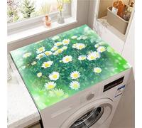 Highdi Washer and Dryer Top Protector, Daisy Print Washer and Dryer Top Mat Absorbent Quick Dry, Non-Slip Rubber Proof Washing Machine Mat for Laundry Room Home Kitchen (Green 8,30x40cm)
