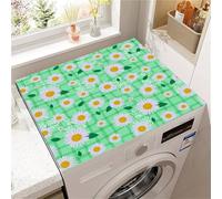 Highdi Washer and Dryer Top Protector, Daisy Print Washer and Dryer Top Mat Absorbent Quick Dry, Non-Slip Rubber Proof Washing Machine Mat for Laundry Room Home Kitchen (Green 1,50x50cm)