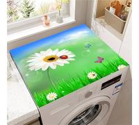 Highdi Washer and Dryer Top Protector, Daisy Print Washer and Dryer Top Mat Absorbent Quick Dry, Non-Slip Rubber Proof Washing Machine Mat for Laundry Room Home Kitchen (Green 4,40x50cm)