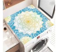 Highdi Washer and Dryer Top Protector, Fashion Mandala Washer and Dryer Top Mat Absorbent Quick Dry, Non-Slip Rubber Proof Washing Machine Mat for Laundry Room Home Kitchen (Blue,50x50cm)