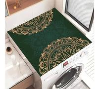 Highdi Washer and Dryer Top Protector, Fashion Mandala Washer and Dryer Top Mat Absorbent Quick Dry, Non-Slip Rubber Proof Washing Machine Mat for Laundry Room Home Kitchen (Green,60x60cm)