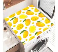 Highdi Washer and Dryer Top Protector, Fruit Print Series Washer and Dryer Top Mat Absorbent Quick Dry, Non-Slip Rubber Proof Washing Machine Mat for Laundry Room Home Kitchen (Mango,50x50cm)