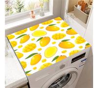 Highdi Washer and Dryer Top Protector, Fruit Prints Washer and Dryer Top Mat Absorbent Quick Dry, Non-Slip Rubber Proof Washing Machine Mat for Laundry Room Home Kitchen (Mango,50x50cm)