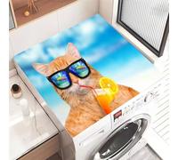 Highdi Washer and Dryer Top Protector Mat Cover Animal prints, Non-Slip Washing Machine Top Protector Mat,for Dust-Proof Refrigerator,Home Kitchen Laundry Room (Orange cat,30x40cm)