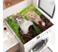 Highdi Washer and Dryer Top Protector Mat Cover Animal prints, Non-Slip Washing Machine Top Protector Mat,for Dust-Proof Refrigerator,Home Kitchen Laundry Room (Cute cat,40x50cm)