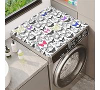 Highdi Washer and Dryer Top Protector Mat Cover Butterfly pattern, Non-Slip Washing Machine Top Protector Mat,for Dust-Proof Refrigerator,Home Kitchen Laundry Room (Gray,60x60cm)