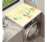 Highdi Washer and Dryer Top Protector Mat Cover Dream Catcher, Non-Slip Washing Machine Top Protector Mat,for Dust-Proof Refrigerator,Home Kitchen Laundry Room (Light yellow,50x50cm)