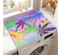 Highdi Washer and Dryer Top Protector Mat Cover foliage print, Non-Slip Washing Machine Top Protector Mat,for Dust-Proof Refrigerator,Home Kitchen Laundry Room (Light Purple,50x60cm)