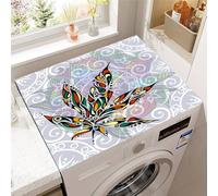 Highdi Washer and Dryer Top Protector Mat Cover foliage print, Non-Slip Washing Machine Top Protector Mat,for Dust-Proof Refrigerator,Home Kitchen Laundry Room (Light Gray,40x50cm)