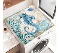 Highdi Washer and Dryer Top Protector Mat Cover Marine life pattern, Non-Slip Washing Machine Top Protector Mat,for Dust-Proof Refrigerator,Home Kitchen Laundry Room (Seahorse,40x50cm)