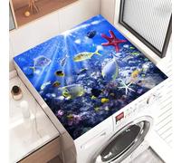 Highdi Washer and Dryer Top Protector Mat Cover Marine life pattern, Non-Slip Washing Machine Top Protector Mat,for Dust-Proof Refrigerator,Home Kitchen Laundry Room (Fish,40x50cm)