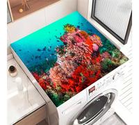 Highdi Washer and Dryer Top Protector Mat Cover Marine life pattern, Non-Slip Washing Machine Top Protector Mat,for Dust-Proof Refrigerator,Home Kitchen Laundry Room (Underwater World,50x60cm)