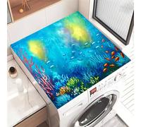 Highdi Washer and Dryer Top Protector Mat Cover Marine life pattern, Non-Slip Washing Machine Top Protector Mat,for Dust-Proof Refrigerator,Home Kitchen Laundry Room (Oil painting,30x40cm)