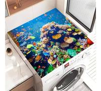Highdi Washer and Dryer Top Protector Mat Cover Marine life pattern, Non-Slip Washing Machine Top Protector Mat,for Dust-Proof Refrigerator,Home Kitchen Laundry Room (Coral,50x50cm)