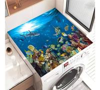 Highdi Washer and Dryer Top Protector Mat Cover Marine life pattern, Non-Slip Washing Machine Top Protector Mat,for Dust-Proof Refrigerator,Home Kitchen Laundry Room (Striped Fish,50x50cm)