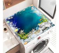 Highdi Washer and Dryer Top Protector Mat Cover Marine life pattern, Non-Slip Washing Machine Top Protector Mat,for Dust-Proof Refrigerator,Home Kitchen Laundry Room (Shell pearls,50x50cm)