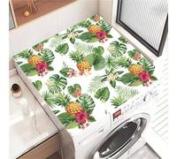 Highdi Washer and Dryer Top Protector, Pineapple Pattern Washer and Dryer Top Mat Absorbent Quick Dry, Non-Slip Rubber Proof Washing Machine Mat for Laundry Room Kitchen (Frangipani,60x60cm)