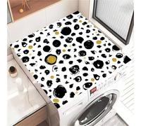 Highdi Washer and Dryer Top Protector, Polka Dot Print Washer and Dryer Top Mat Absorbent Quick Dry, Non-Slip Rubber Proof Washing Machine Mat for Laundry Room Home Kitchen (White,60x60cm)
