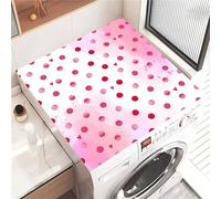 Highdi Washer and Dryer Top Protector, Polka Dot Print Washer and Dryer Top Mat Absorbent Quick Dry, Non-Slip Rubber Proof Washing Machine Mat for Laundry Room Home Kitchen (Pink,60x60cm)