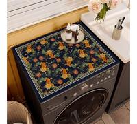 Highdi Washer and Dryer Top Protector, Retro Manor Washer and Dryer Top Mat Absorbent Quick Dry, Non-Slip Rubber Proof Washing Machine Mat for Laundry Room Home Kitchen (Blue,40x40cm)
