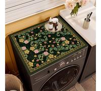 Highdi Washer and Dryer Top Protector, Retro Manor Washer and Dryer Top Mat Absorbent Quick Dry, Non-Slip Rubber Proof Washing Machine Mat for Laundry Room Home Kitchen (Green,60x60cm)