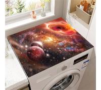 Highdi Washer and Dryer Top Protector, Space Print Washer and Dryer Top Mat Absorbent Quick Dry, Non-Slip Rubber Proof Washing Machine Mat for Laundry Room Home Kitchen (Red,50x50cm)