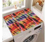 Highdi Washer and Dryer Top Protector, Tie-Dye Theme Series Washer and Dryer Top Mat Absorbent Quick Dry, Non-Slip Rubber Proof Washing Machine Mat for Laundry Room Kitchen (Red,40x50cm)