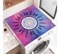 Highdi Washer and Dryer Top Protector, Wishing Dream Catcher Washer and Dryer Top Mat Absorbent Quick Dry, Non-Slip Rubber Proof Washing Machine Mat for Laundry Room Kitchen (Purple 1,50x60cm)