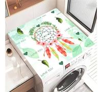 Highdi Washer and Dryer Top Protector, Wishing Dream Catcher Washer and Dryer Top Mat Absorbent Quick Dry, Non-Slip Rubber Proof Washing Machine Mat for Laundry Room Kitchen (Green 2,50x60cm)