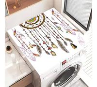 Highdi Washer and Dryer Top Protector, Wishing Dream Catcher Washer and Dryer Top Mat Absorbent Quick Dry, Non-Slip Rubber Proof Washing Machine Mat for Laundry Room Kitchen (White,40x50cm)