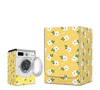 Highdi Washing Machine Cover Waterproof, Washing Machine Covers Indoor with Zipper Sunscreen & Dustproof Washer Protection for Front Load Outdoor Washer and Dryers (L-Capacity 10.5-12kg,White flower)