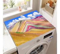 Highdi Washing Machine Top Mat Protector, Washing Machine Top Cover Protector Quick Dry Absorbent Diatom Anti Slip Dust Proof Mat for Front Load Washer and Dryers (30 * 40cm,Misty Hill 6)