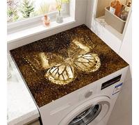 Highdi Washing Machine Top Mat Protector, Washing Machine Top Cover Protector Quick Dry Absorbent Diatom Anti Slip Dust Proof Mat for Front Load Washer and Dryers (Butterfly 11,50 * 60cm)