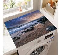 Highdi Washing Machine Top Mat Protector, Washing Machine Top Cover Protector Quick Dry Absorbent Diatom Anti Slip Dust Proof Mat for Front Load Washer and Dryers (Sea beach 1,50 * 60cm)