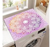 Highdi Washing Machine Top Mat Protector, Washing Machine Top Cover Protector Quick Dry Absorbent Diatom Anti Slip Dust Proof Mat for Front Load Washer and Dryers (Retro Mandala 8,50 * 60cm)