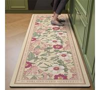Highdi Water Absorption Kitchen Rug, American Floral Style Kitchen Mat Door Mat, Quick-Drying Non Slip Kitchen Mats Washable Kitchen Rugs, for Entryway,Laundry Room,Hallways (Floral,45x120cm)