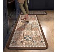 Highdi Water Absorption Kitchen Rug, Moroccan Style Kitchen Mat Door Mat, Thickness 2.5mm Non Slip Kitchen Mats Washable Kitchen Rugs, for Entryway,Laundry Room,Hallways (Brown,50x80cm)