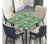 Highdi Waterproof Square Tablecloth Cover - Oxford Cloth - Elastic Fitted for Kitchen/Garden Rectangular Tables, Football Print Stain-Resistant Wipe-Clean Table Cover (Pitch Goal,176x176cm)