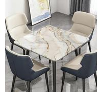 Highdi Waterproof Square Tablecloth Cover - Oxford Cloth Elastic Fitted for Kitchen/Garden Rectangular Tables, 3d Marble Print Stain-Resistant Wipe-Clean Table Cover (gold thread,160x160cm)