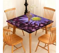 Highdi Waterproof Square Tablecloth Cover - Oxford Cloth Elastic Fitted for Kitchen/Garden Rectangular Tables, 3d botanical print Stain-Resistant Wipe-Clean Table Cover (daisy,140x140cm)