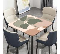 Highdi Waterproof Square Tablecloth Cover - Oxford Cloth - Elastic Fitted for Kitchen/Garden Tables, Morandi Color Series Stain-Resistant Wipe-Clean Table Cover (Foliage Cat,160x160cm)