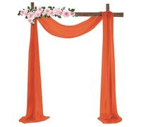 Highdi Wedding Arch Draping Fabric, Chiffon Wedding Arch Drapes Voile Wedding Arch Backdrop Sheer Drapery for Arbor Party Ceremony Reception Ceiling Decorations (2.3FT*18FT,Orange)