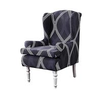 Highdi Wing Chair Covers 2 Piece Stretch Wingback Chairs Spandex Slipcover, Washable Stylish Print Fabric Chairs Armchair Furniture Protector for Living Room Bedroom Hotel (Sense Of Line)