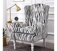 Highdi Wingback Chair Covers 2 Piece Stretch Wing Chair Slipcover, Elegant Washable Spandex Fabric Sofa Cover Furniture Protector for Armchair Chairs Living Room Bedroom Hotel (Zebra pattern)