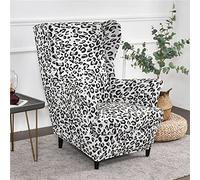 Highdi Wingback Chair Covers 2 Piece Stretch Wing Chair Slipcover, Fashion Bohemia Printing Strandmon Sofa Cover Furniture Protector for Armchair Chairs Living Room Bedroom Hotel (Black leopard)