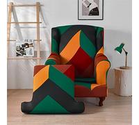 Highdi Wingback Chair Covers 2 Piece Stretch Wing Chair Slipcover, Fashion Retro Classic Strandmon Sofa Cover Furniture Protector for Armchair Chairs Living Room Hotel Bedroom (Retro bohemia)
