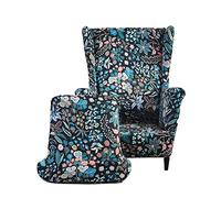 Highdi Wingback Chair Covers 2 Piece Stretch Wing Chair Slipcover, Flower Leaves Washable Spandex Sofa Cover Furniture Protector for Armchair Chairs Living Room Bedroom Hotel (morning glory)