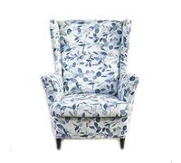 Highdi Wingback Chair Covers 2-Piece Stretch Wing Chair Slipcover, Nordic style Floral Strandmon Sofa Cover Furniture Protector for Armchair Chairs Living Room Bedroom Hotel (blue leaves)